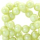 Glaskralen pearl glitter 6mm Zacht geel groen